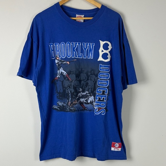Brooklyn Dodgers MLB Vintage 90s Nutmeg Mills Blue Graphic T-Shirt - Size XL - Picture 1 of 8